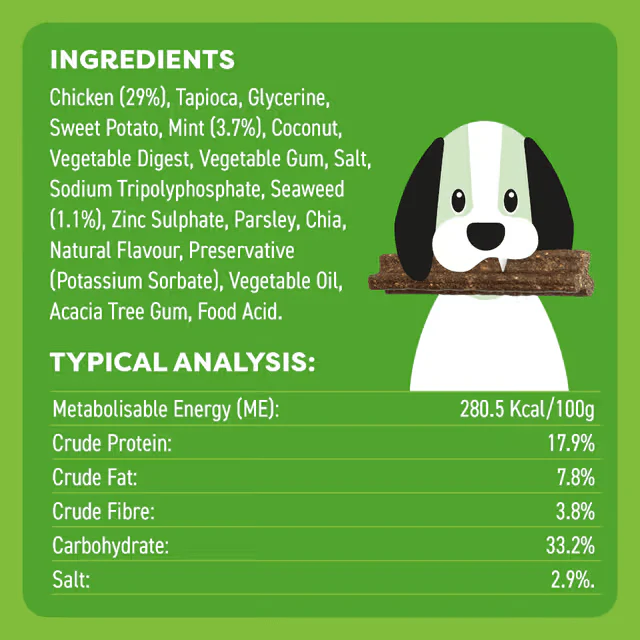Bell & Bone Dental Stick Chicken, Mint, Seaweed Dog Treat 7 Pack - Image 7
