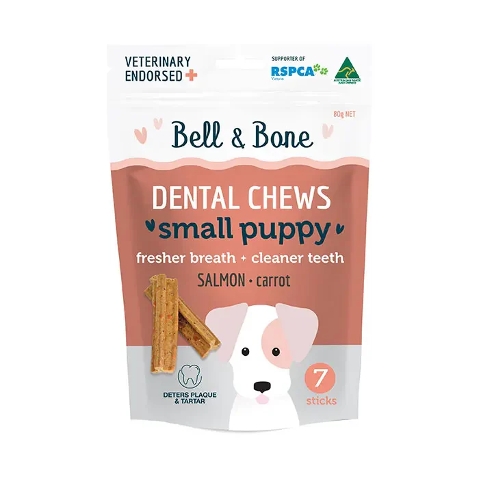 Bell & Bone Salmon Dental Chew Puppy Dog Treat Small 7 Pack