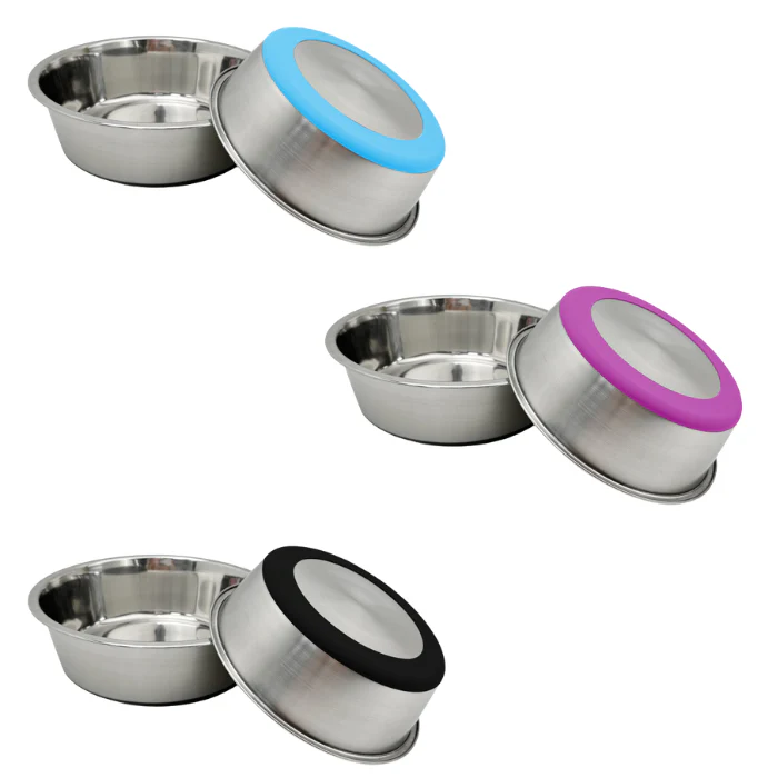 ADS Pet Stainless Steel Dog Bowl & Rubber - 22cm