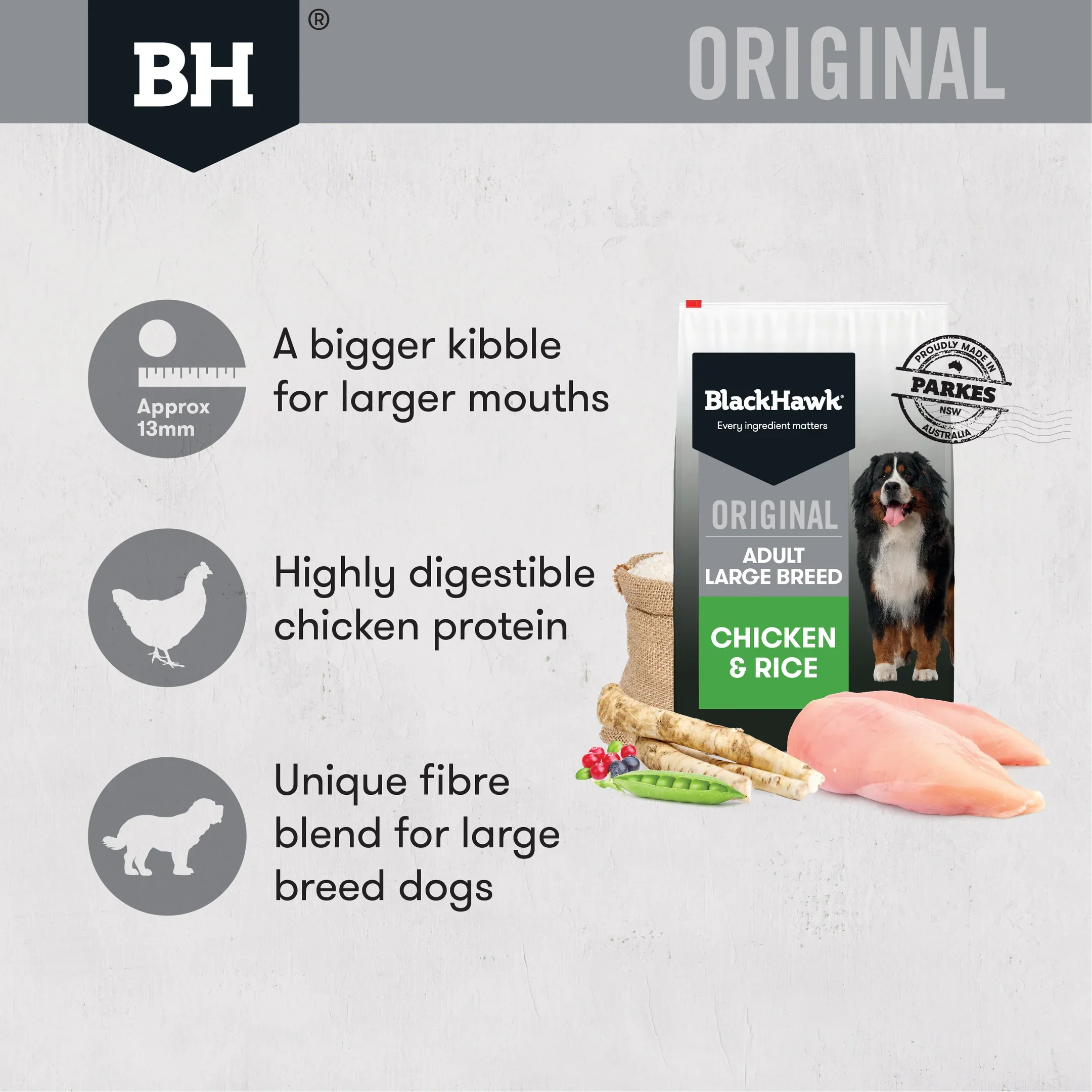 BLACK HAWK Original Large Breed Dry Dog Food Chicken & Rice 20KG - Image 3