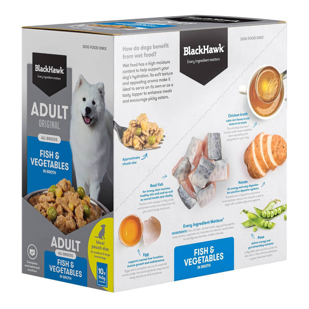 BLACK HAWK Original Adult Fish And Vegetables Wet Dog Food Pouches - Image 10