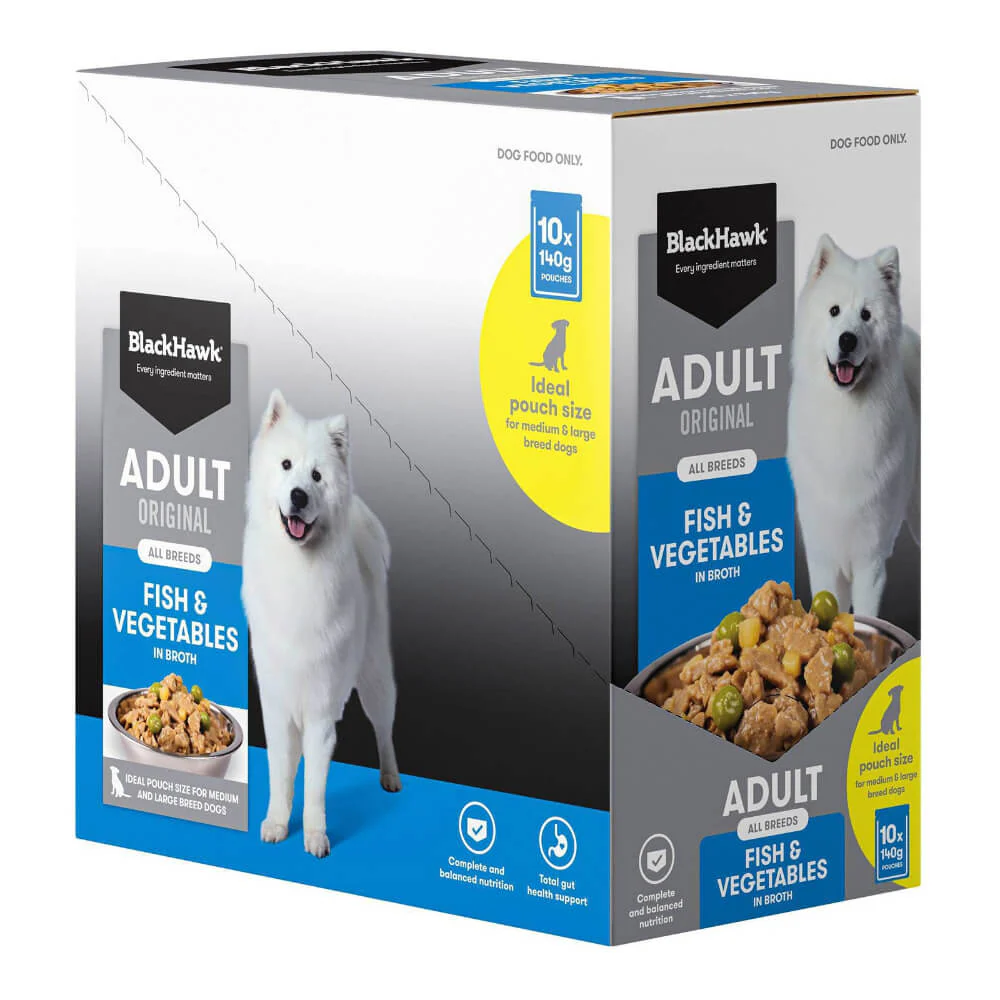 BLACK HAWK Original Adult Fish And Vegetables Wet Dog Food Pouches - Image 9