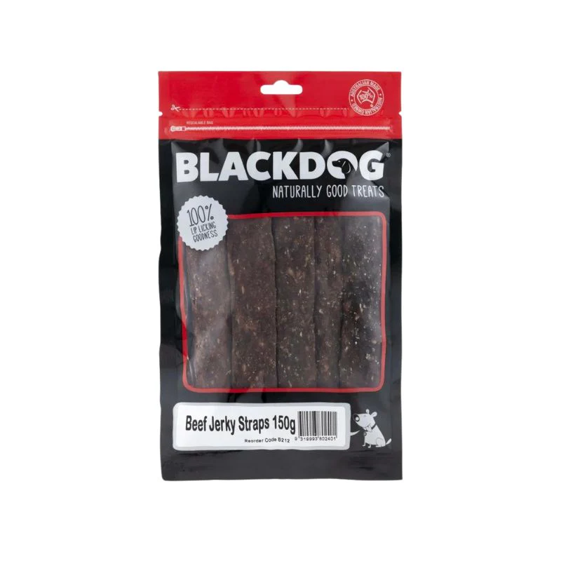 BLACKDOG Dog Treats Beef Jerky Straps