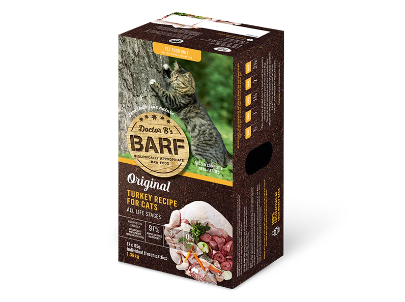Doctor B's Barf Frozen Raw Turkey Cat Food 115G x 12