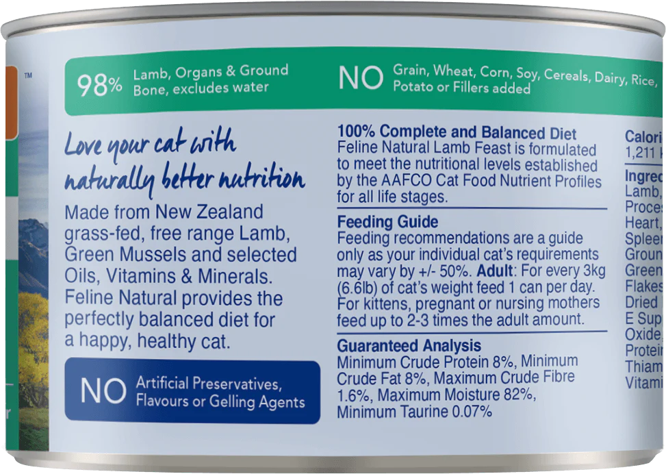 Feline Natural Lamb Feast Canned Wet Cat Food 170G - Image 2