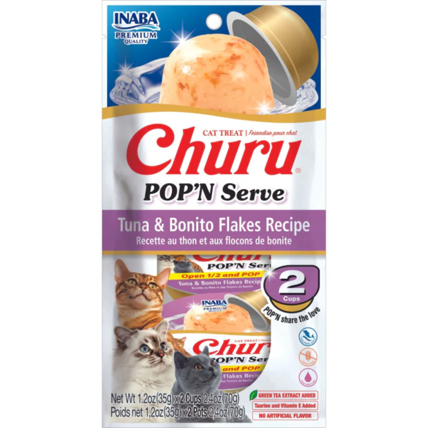 INABA Churu Pop N Serve Tuna And Bonito Flakes Recipe Cat Treats 70G