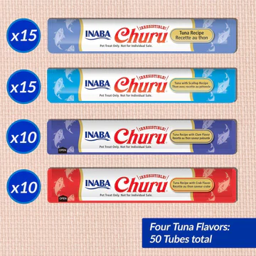 INABA CHURU Puree Tuna Seafood Varieties Cat Treats 50 Tubes - Image 2