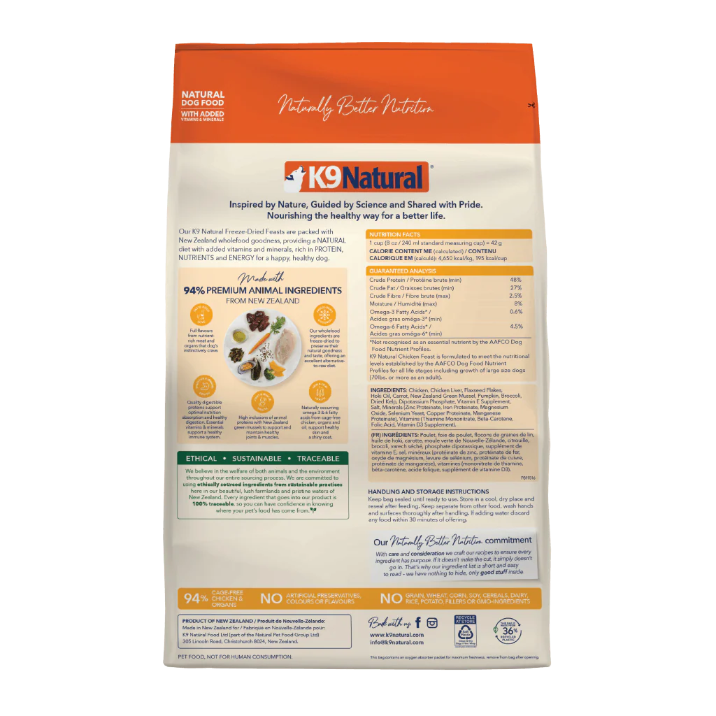 K9 Natural Chicken Freeze Dried Dog Food 3.6KG - Image 2