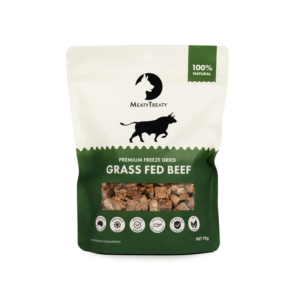 MEATY TREATY Freeze Dried Grass Fed Beef Dogs & Cats Treat 70G - Image 3