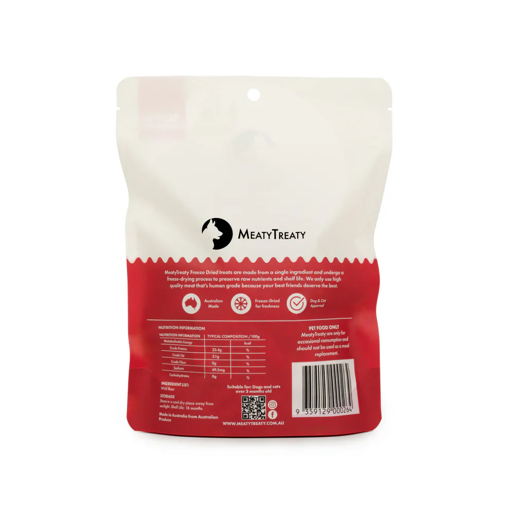 MEATY TREATY Freeze Dried Wild Boar Dogs & Cats Treat 70G - Image 2