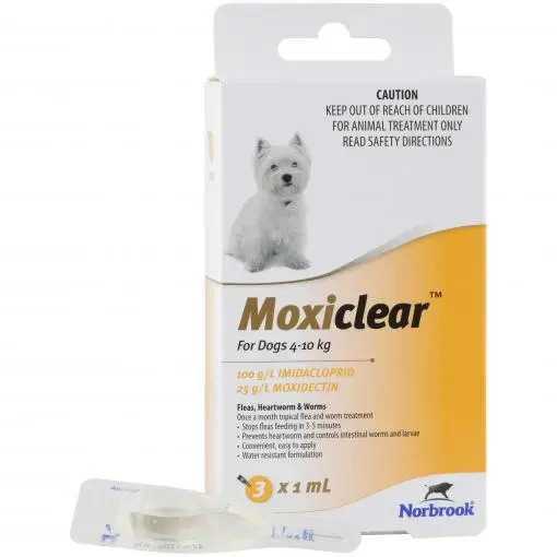 Moxiclear Flea & Worming Spot On for Dogs 4-10KG