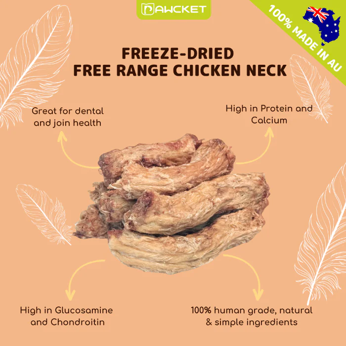 PAWCKET Freeze Dried Raw Chicken Neck Dog & Cat Treat 80G - Image 2