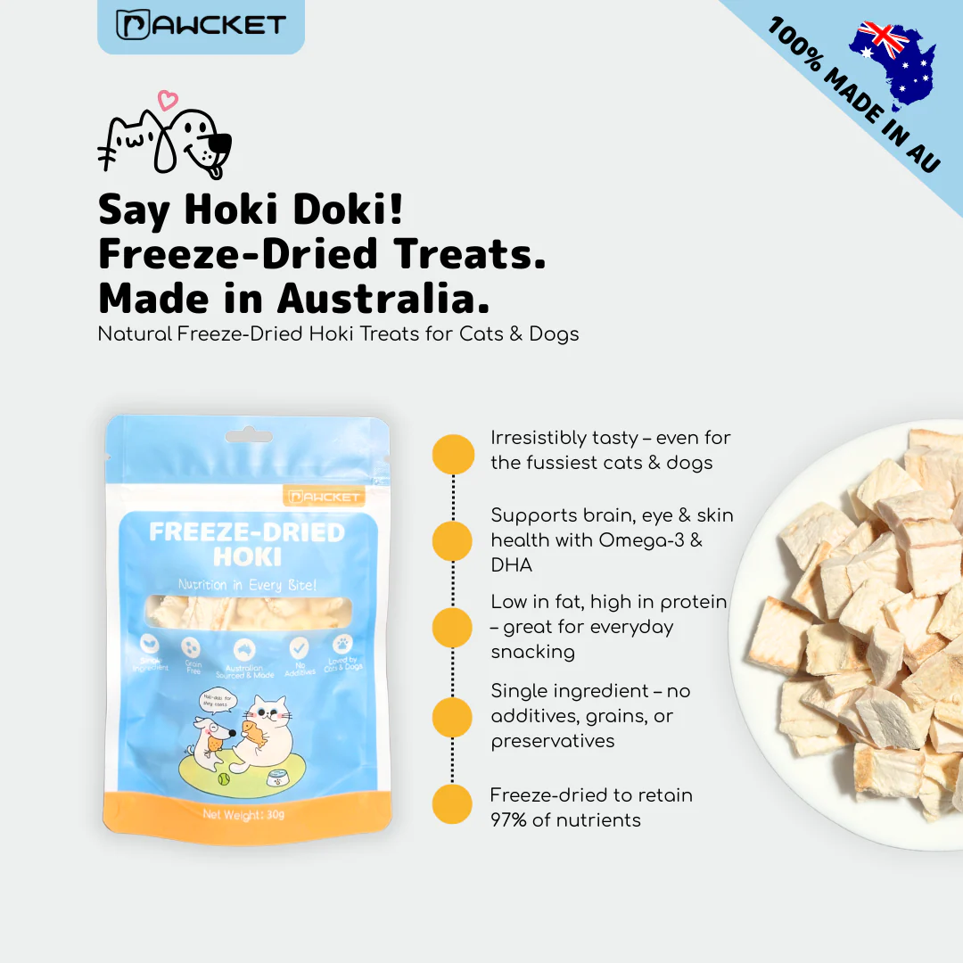 PAWCKET Freeze Dried Raw Hoki Dog and Cat Treat 25G - Image 3