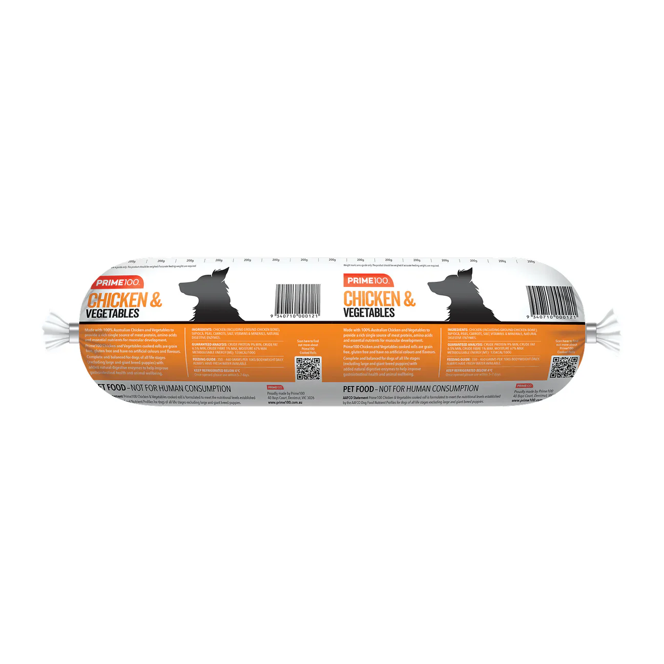 PRIME100 Chicken & Vegetables Roll Fresh Dog Food - Image 3