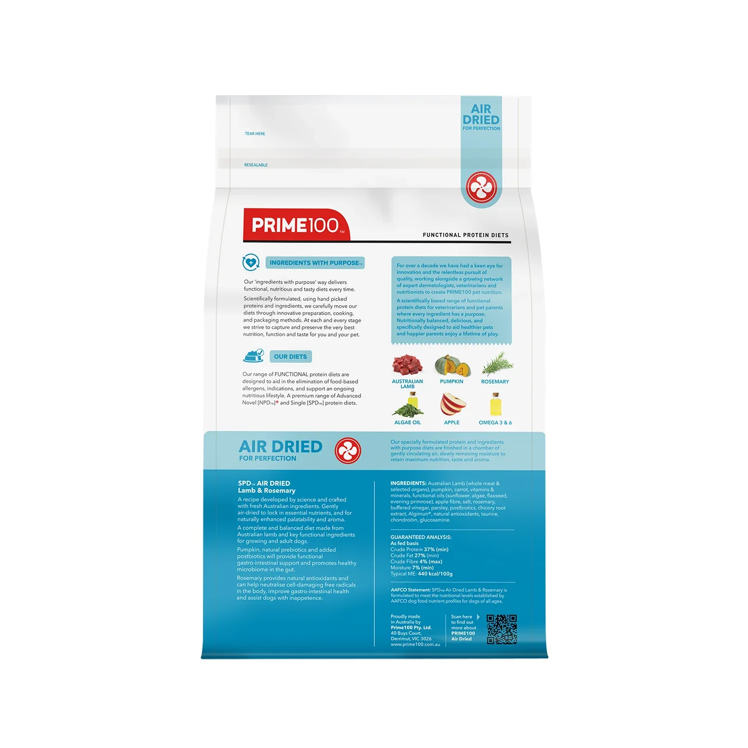 Prime100 SPD Air Dried Lamb & Rosemary Dry Dog Food - Image 4