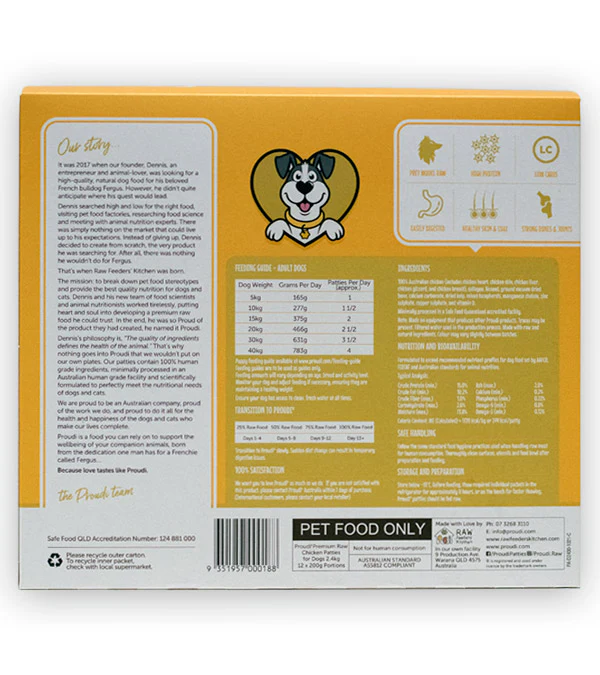 Proudi Chicken Raw Dog Food 2.4KG - Image 2